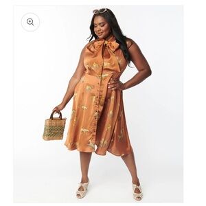 Unique Vintage Cheetah Fit & Flare Dress SZ XL/14